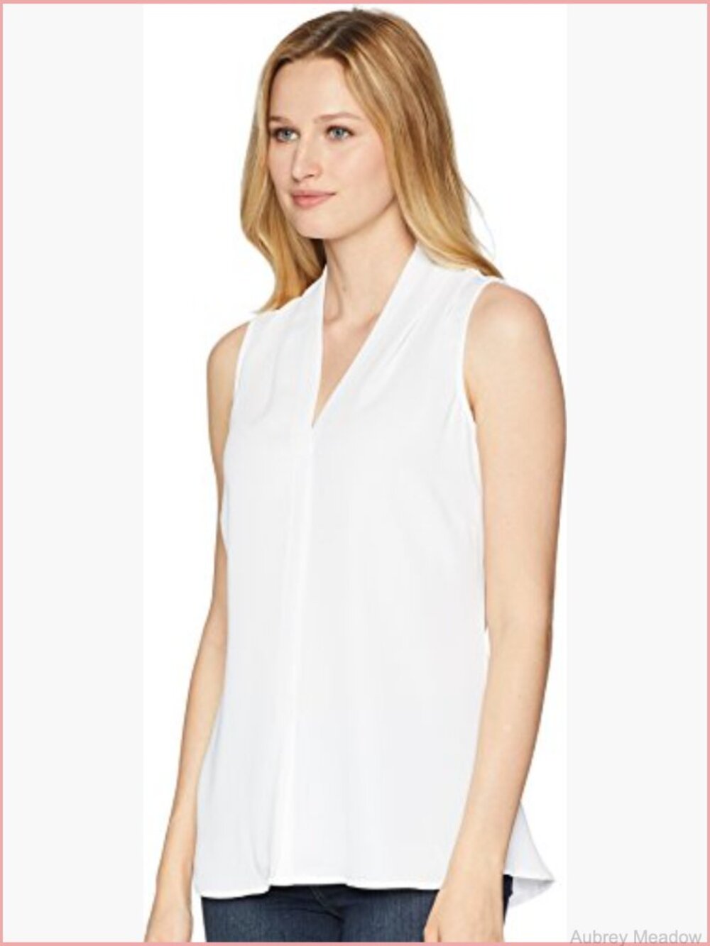V-Neck Sleeveless Blouse, Relaxed Fit, Woven Polyester, Office to Happy Hour - Picture 4 of 6